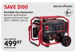 Home Hardware Portable Gas Generator offer