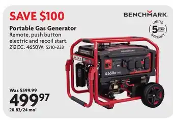 Home Hardware Portable Gas Generator offer