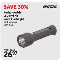 Home Hardware Rechargeable LED Hybrid Solar Flashlight offer