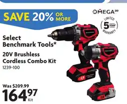 Home Hardware Select Benchmark Tools* 20V Brushless Cordless Combo Kit offer