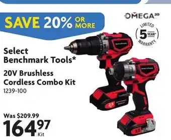 Home Hardware Select Benchmark Tools* 20V Brushless Cordless Combo Kit offer