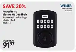 Home Hardware Powerbolt 3 Electronic Deadbolt offer