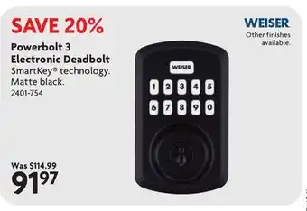 Home Hardware Powerbolt 3 Electronic Deadbolt offer