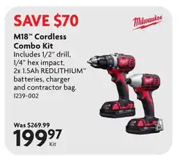 Home Hardware MILWAUKEE M18 Cordless Combo Kit offer