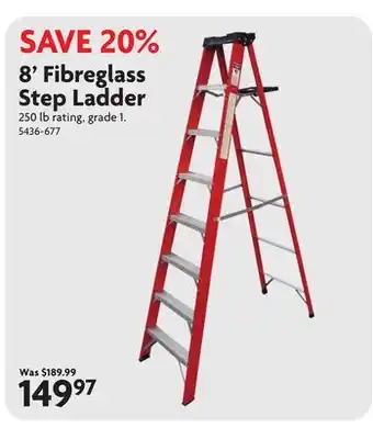 Home Hardware 8' Fibreglass Step Ladder offer
