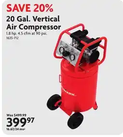 Home Hardware 20 Gal. Vertical Air Compressor offer