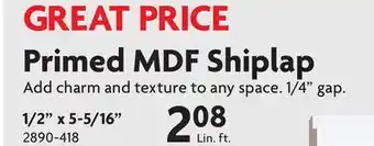 Home Hardware Primed MDF Shiplap offer