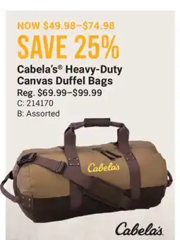 Cabela's Cabela's Heavy-Duty Canvas Duffel Bags offer