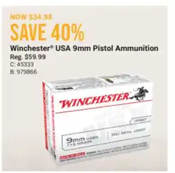 Cabela's Winchester USA 9mm Pistol Ammunition offer