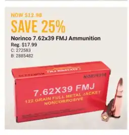 Cabela's Norinco 7.62x39 FMJ Ammunition offer