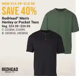 Cabela's RedHead Men's Henley or Pocket Tees offer