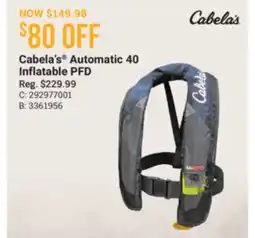 Cabela's Cabela's Automatic 40 Inflatable PFD offer