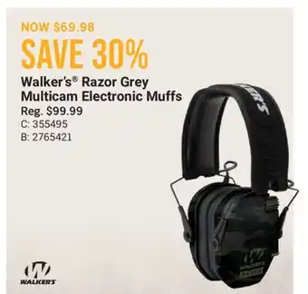 Cabela's Walker's Razor Grey Multicam Electronic Muffs offer
