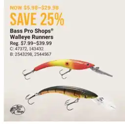 Cabela's Bass Pro Shops Walleye Runners offer