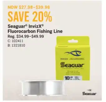 Cabela's Seaguar InvizX Fluorocarbon Fishing Line offer