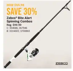 Cabela's Zebco Bite Alert Spinning Combos offer