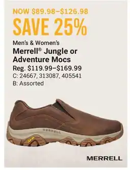 Cabela's Merrell Jungle or Adventure Mocs offer