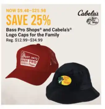 Cabela's Bass Pro Shops and Cabela's Logo Caps for the Family offer