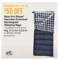 Cabela's Bass Pro Shops Hercules Oversized Rectangular Sleeping Bags offer