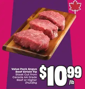 Chalo FreshCo Value Pack Angus Beef Sirloin Tip Steak Cut from Canada AA Grade Beef or Higher 24.23/kg offer