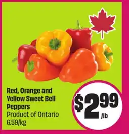 Chalo FreshCo Red, Orange and Yellow Sweet Bell Peppers Product of Ontario 6.59/kg offer