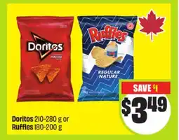 FreshCo Doritos 210-280 g or Ruffles 180-200 g offer