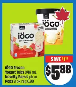 Chalo FreshCo iÖGO Frozen Yogurt Tubs 946 mL Novelty Bars 4 pk or Pops 8 pk offer
