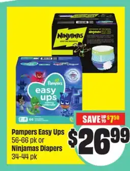 FreshCo Pampers Easy Ups 56-66 pk or Ninjamas Diapers 34-44 pk offer