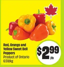 FreshCo Red, Orange and Yellow Sweet Bell Peppers Product of Ontario 6.59/kg offer