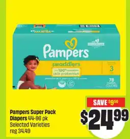 FreshCo Pampers Super Pack Diapers 44-96 pk Selected Varieties offer