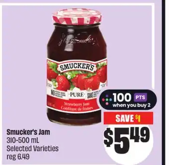 FreshCo Smucker's Jam 310-500 mL Selected Varieties offer