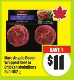 FreshCo Marc Angelo Bacon Wrapped Beef or Chicken Medallions 340-452 g offer
