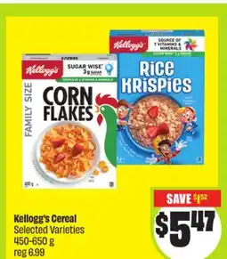 FreshCo Kellogg's Cereal Selected Varieties 450-650 g offer