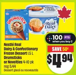 FreshCo Nestle Real Dairy & Confectionary Frozen Dessert 1.5 L Drumsticks or Novelties 4-10 pk offer