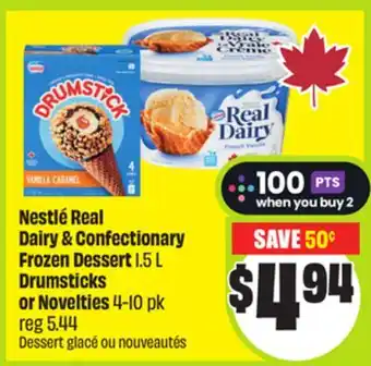 FreshCo Nestle Real Dairy & Confectionary Frozen Dessert 1.5 L Drumsticks or Novelties 4-10 pk offer