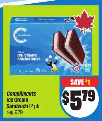 FreshCo Compliments Ice Cream Sandwich 12 pk offer