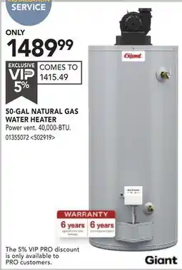 RONA 50-GAL NATURAL GAS WATER HEATER offer