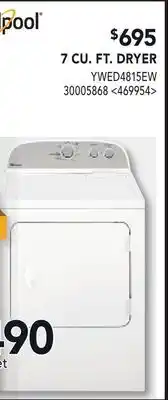 RONA WHIRLPOOL 7 CU.FT. DRYER offer