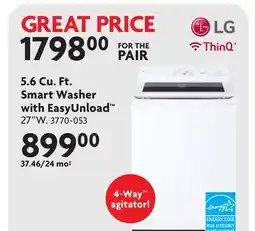 Home Hardware 5.6 Cu. Ft. Smart Washer with EasyUnload offer