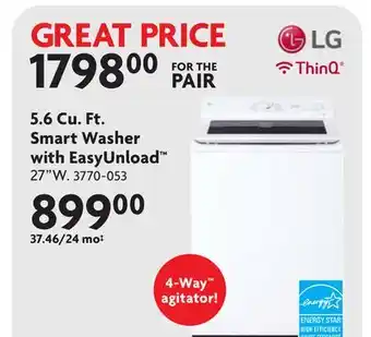 Home Hardware 5.6 Cu. Ft. Smart Washer with EasyUnload offer