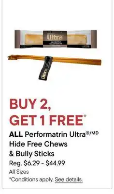 Petvalu All Performatrin Ultra /MD Hide Free Chews & Bully Sticks offer