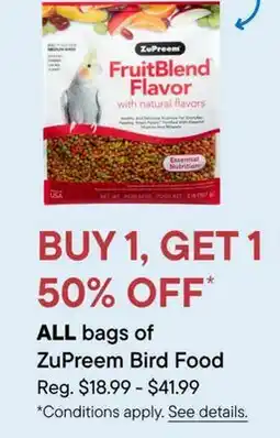 Petvalu ALL bags of ZuPreem Bird Food offer