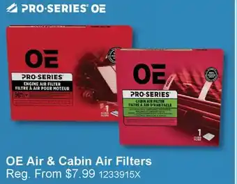 PartSource OE Air & Cabin Air Filters offer