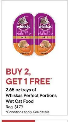 Petvalu 2.65 oz trays of Whiskas Perfect Portions Wet Cat Food offer