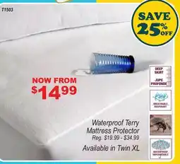 Oxford Mills Waterproof Terry Mattress Protector offer