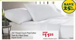 Oxford Mills 200 Thread Count Poly/Cotton Twin XL Fitted Sheet offer