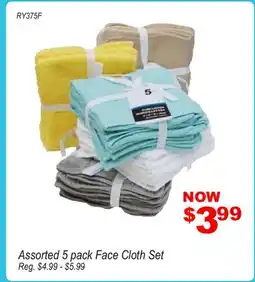 Oxford Mills Assorted 5 pack Face Cloth Set offer