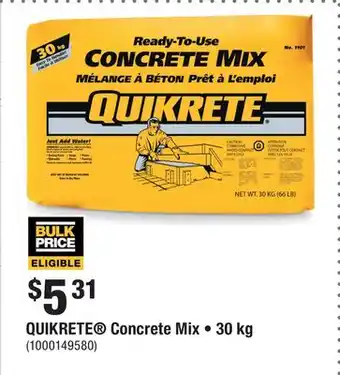 Home Depot QUIKRETE Concrete Mix • 30 kg offer
