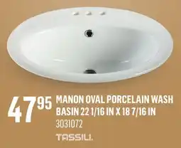 Canac Manon Oval Porcelain Wash Basin 22 1/16 in x 18 7/16 in offer