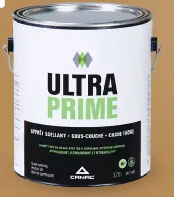 Canac UltraPrime 100% Acrylic Latex Primer-Sealer & Undercoat Interior and Exterior 3.7L offer